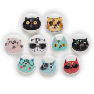 wooden cat buttons