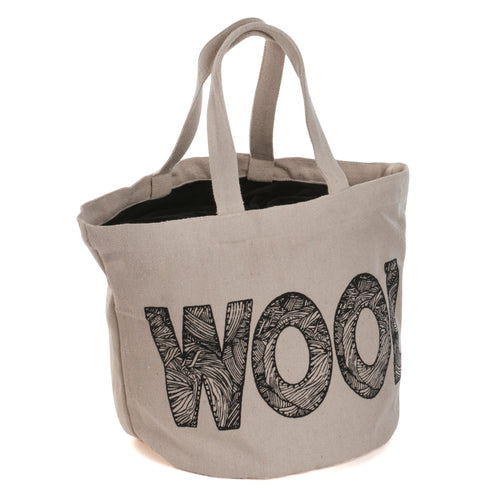 wool logo bucket bag