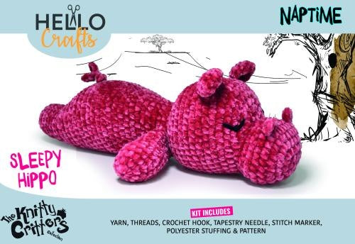 Knitty Critters Naptime Crochet Kit Sleepy Hippo