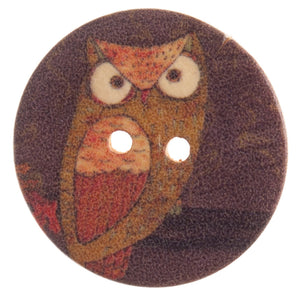 Patterned Owl Buttons, 20mm