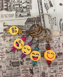 Set of 5 Emoji Knitting Crochet Stitch Markers