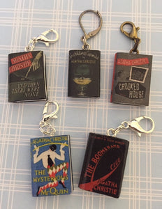 Miniature Book Charm Stitch Marker, Agatha Christie inspired