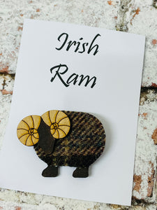 Vintage Tweed Irish Ram Brooch