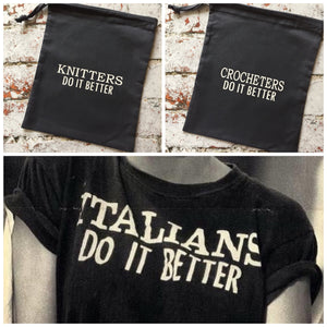 Knitters Do It Better Cotton Drawstring Project Tote Bag