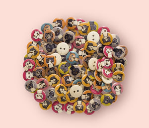 Wooden Cat Buttons, 15mm